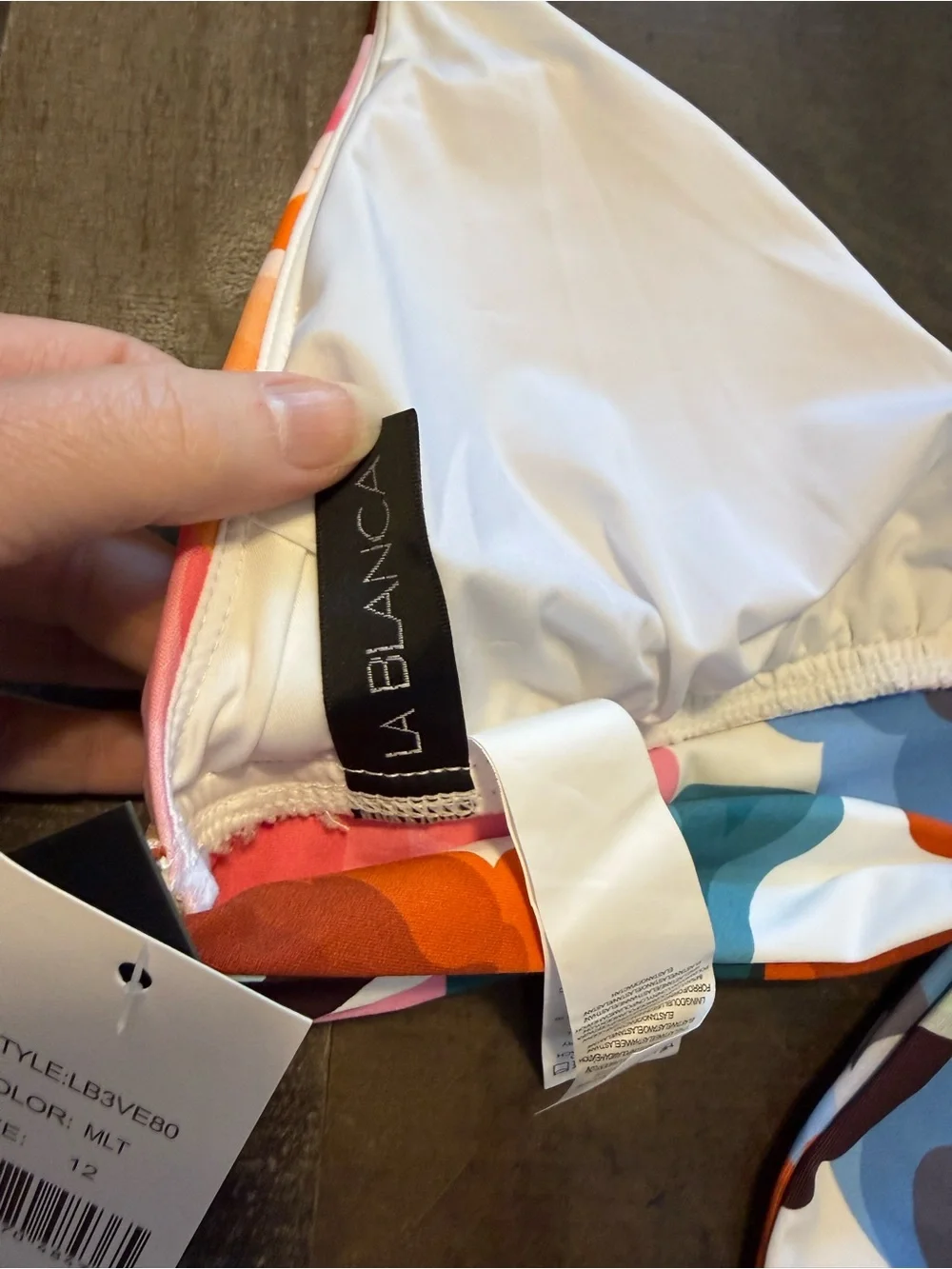 NWT La Blanca Multicolor Floral Halter Bikini Top in Pink, Orange & Blue